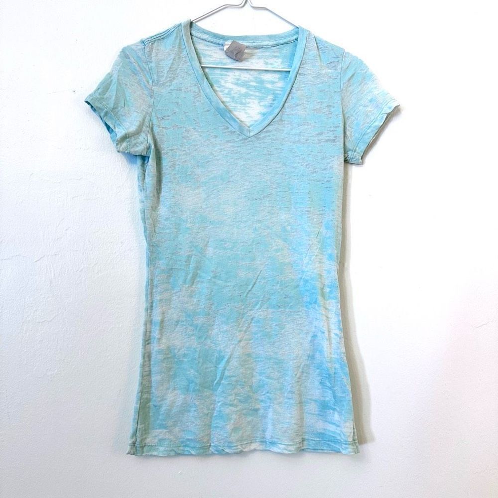 FreeLoader Tie Dye Slub Knit Cotton Blend Short Sleeve Tee Green Medium